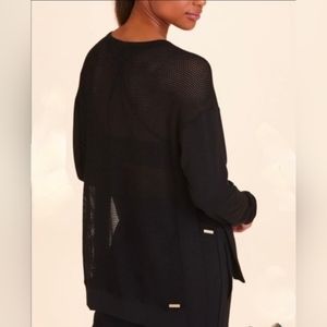 Alala Heron Mesh Knit Oversized Long Sleeve Sweatshirt in Black size Small